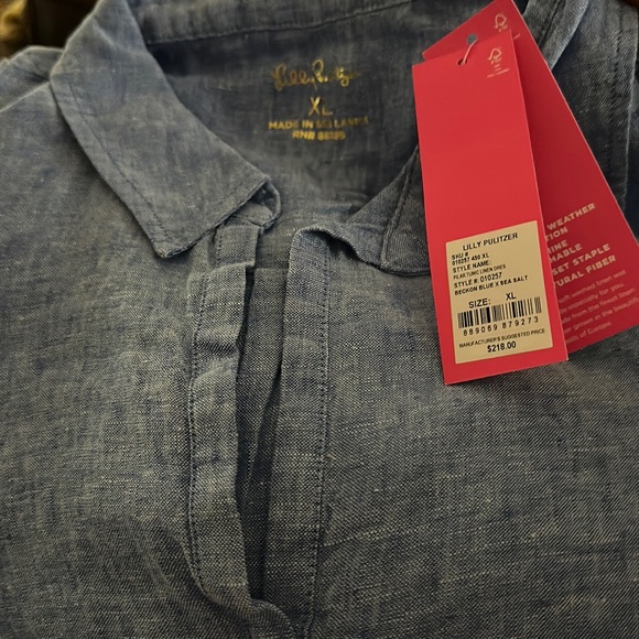 Lilly Pulitzer Dresses & Skirts - Blue Linen Lilly Pulitzer Mini Dress New XL NEW